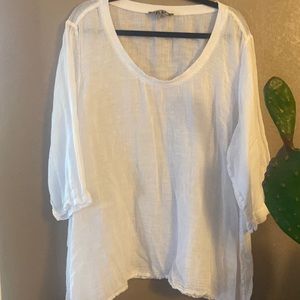 FLAX white gauze top size XL